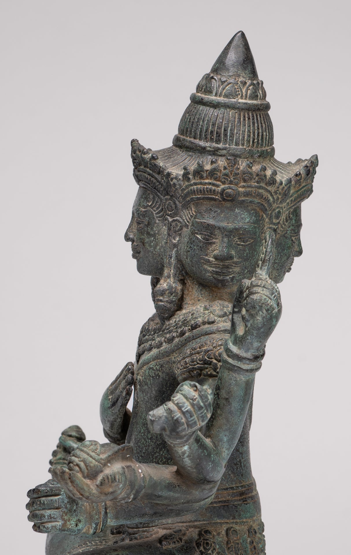 Brahma Statue - Antique Khmer Style Bronze Angkor Wat Brahma - Hindu God Creation - 38cm/15"