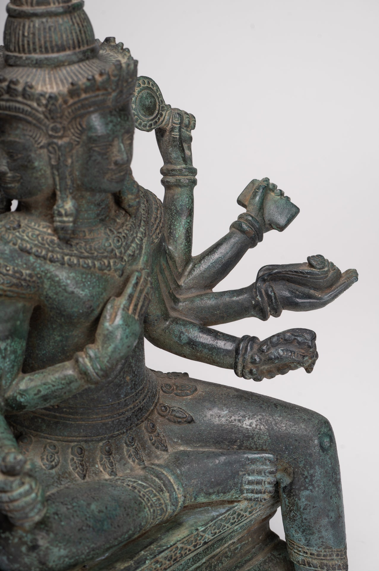 Brahma Statue - Antique Khmer Style Bronze Angkor Wat Brahma - Hindu God Creation - 38cm/15"