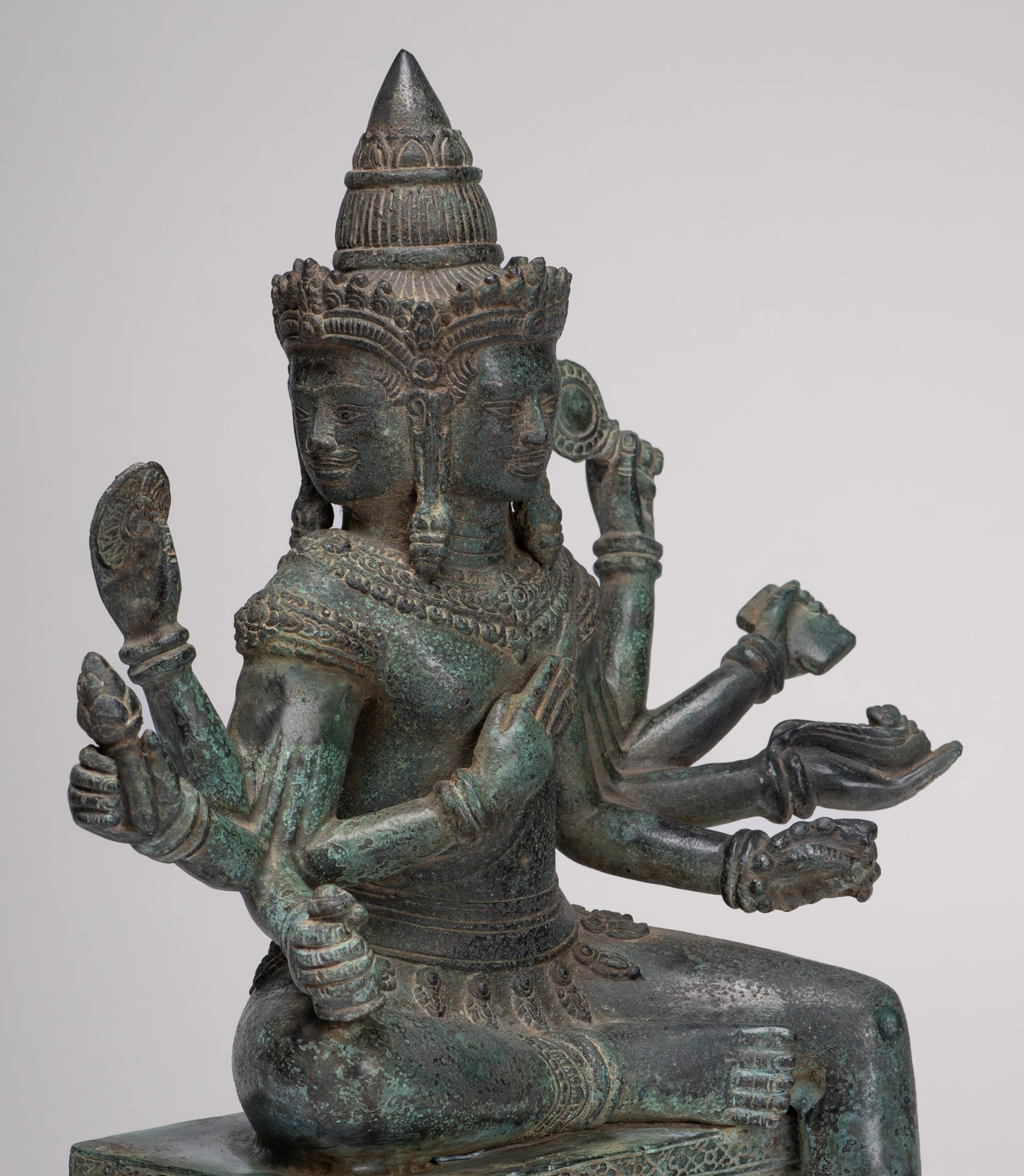 Brahma Statue - Antique Khmer Style Bronze Angkor Wat Brahma - Hindu God Creation - 38cm/15"