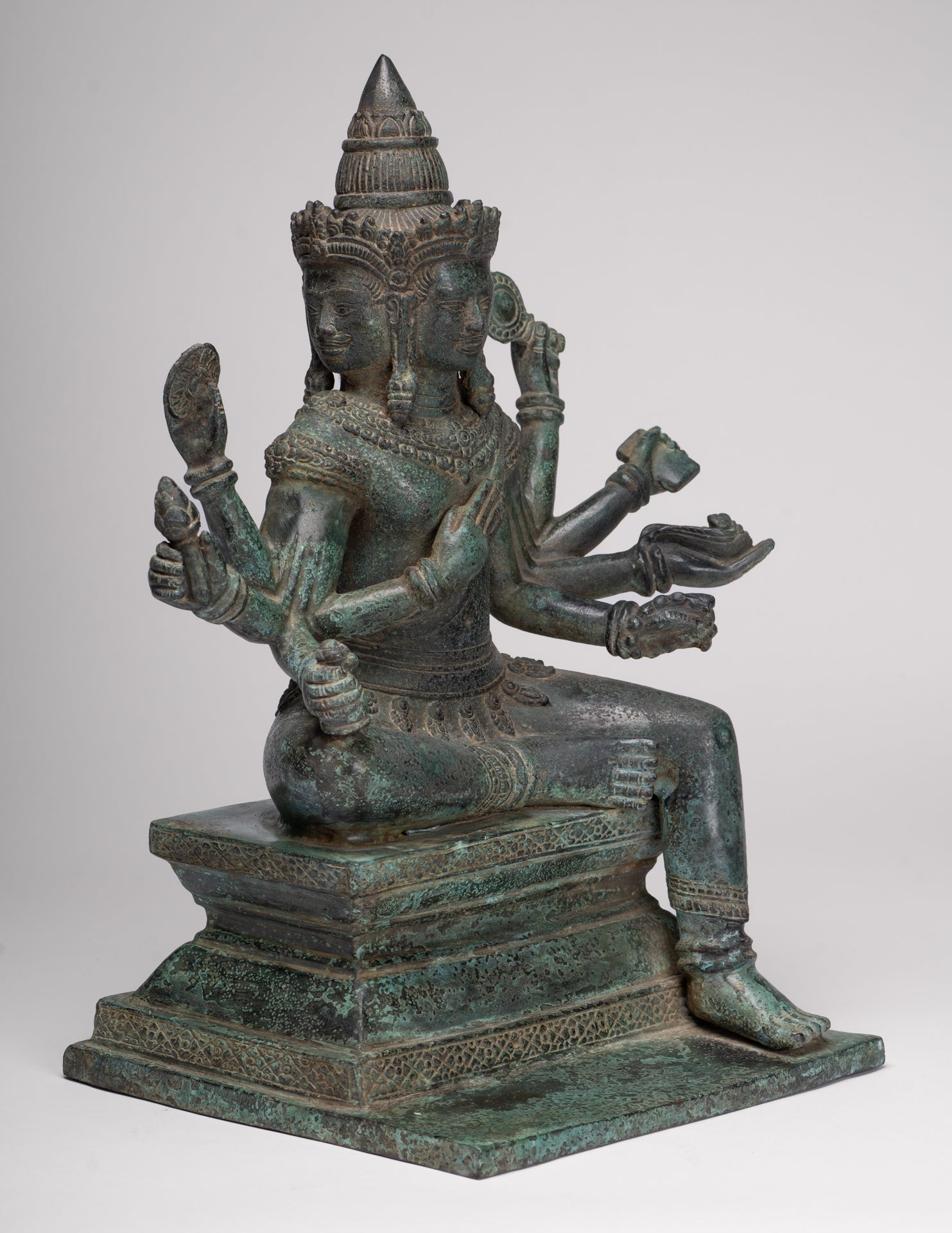 Brahma Statue - Antique Khmer Style Bronze Angkor Wat Brahma - Hindu God Creation - 38cm/15"