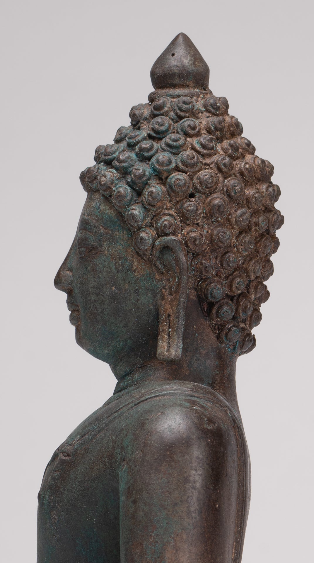 Antique Thai Style Bronze Chiang Saen Enlightenment Buddha Statue - 30cm/12"