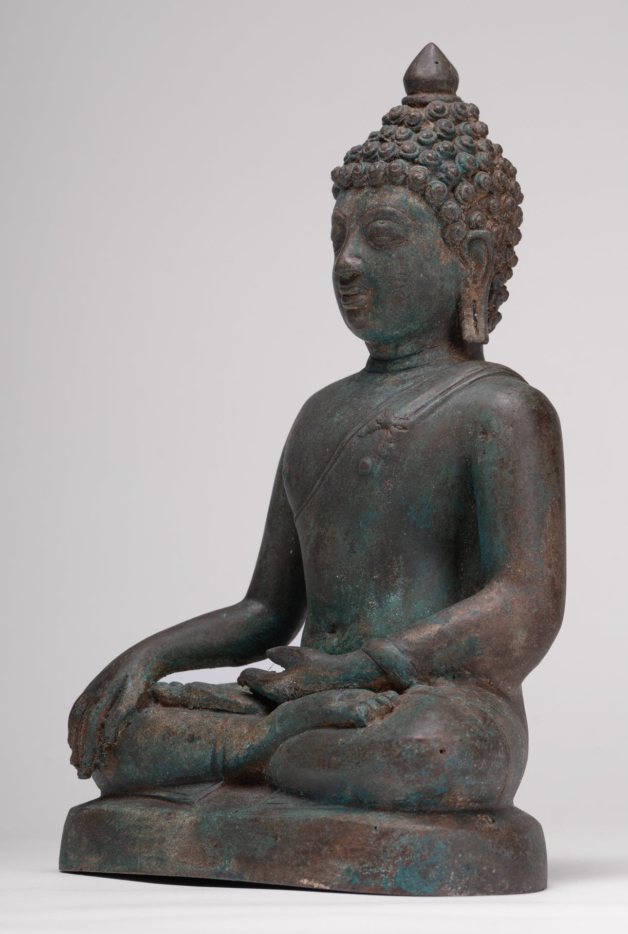 Antique Thai Style Bronze Chiang Saen Enlightenment Buddha Statue - 30cm/12"