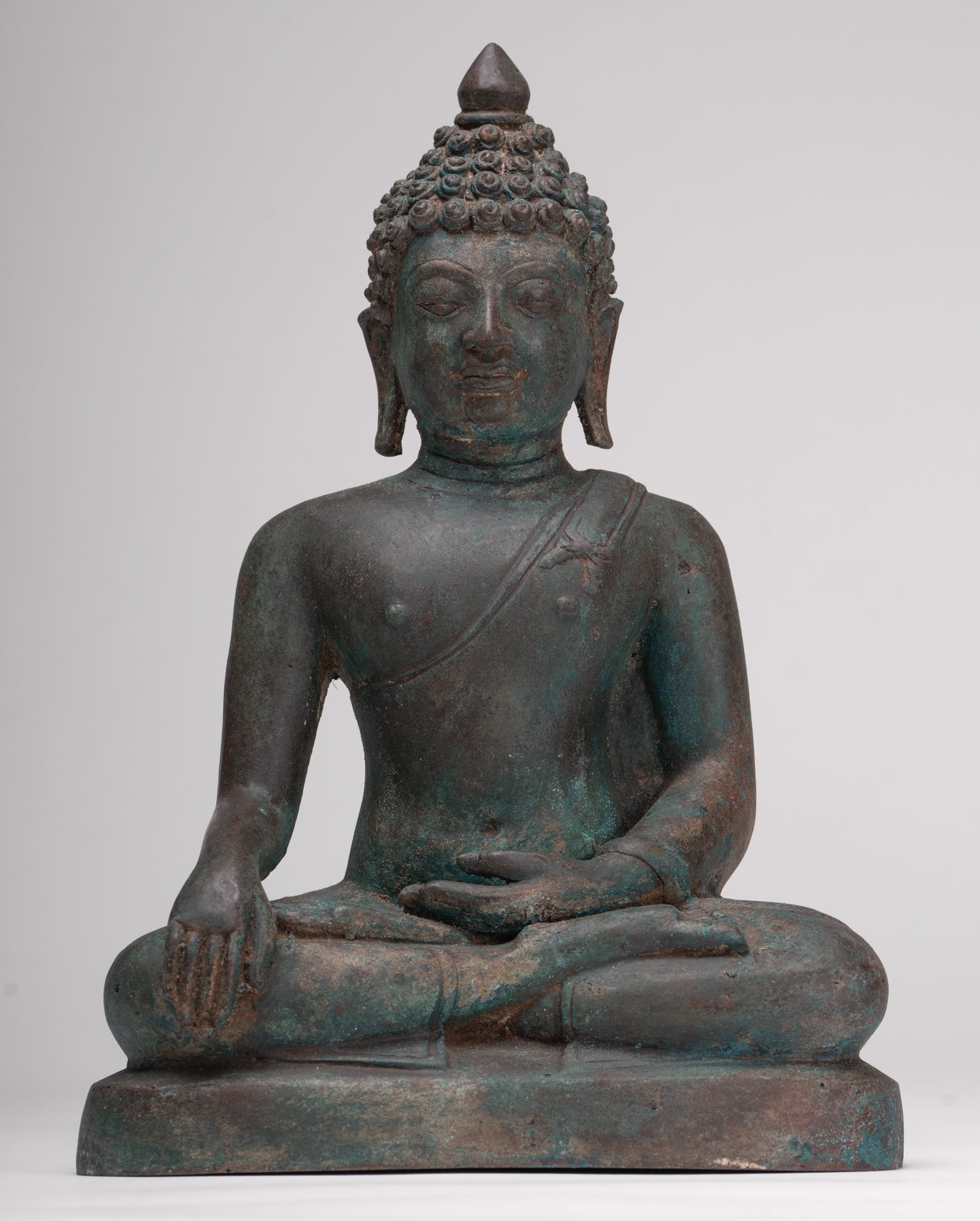 Antique Thai Style Bronze Chiang Saen Enlightenment Buddha Statue - 30cm/12"