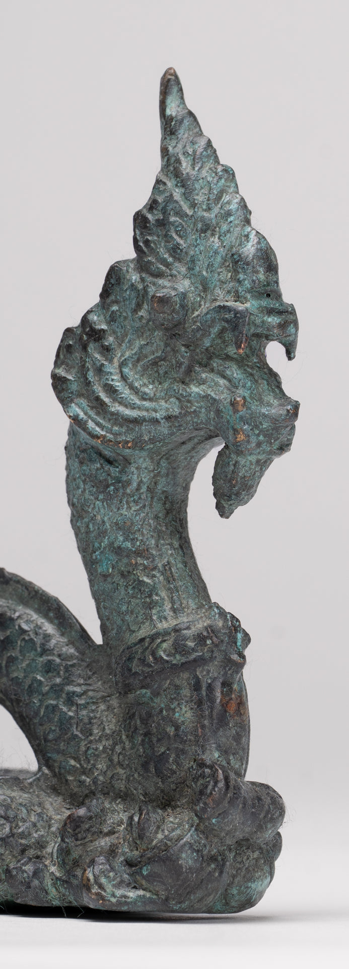 Naga Statue - Antique Thai Style Bronze Protective Naga, Snake or Serpent Statue - 11.5cm/5"