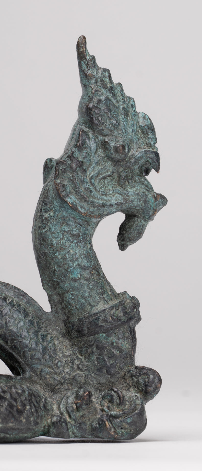 Naga Statue - Antique Thai Style Bronze Protective Naga, Snake or Serpent Statue - 11.5cm/5"