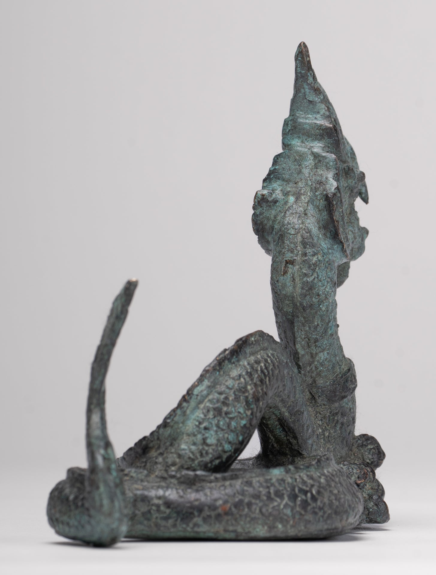Naga Statue - Antique Thai Style Bronze Protective Naga, Snake or Serpent Statue - 11.5cm/5"