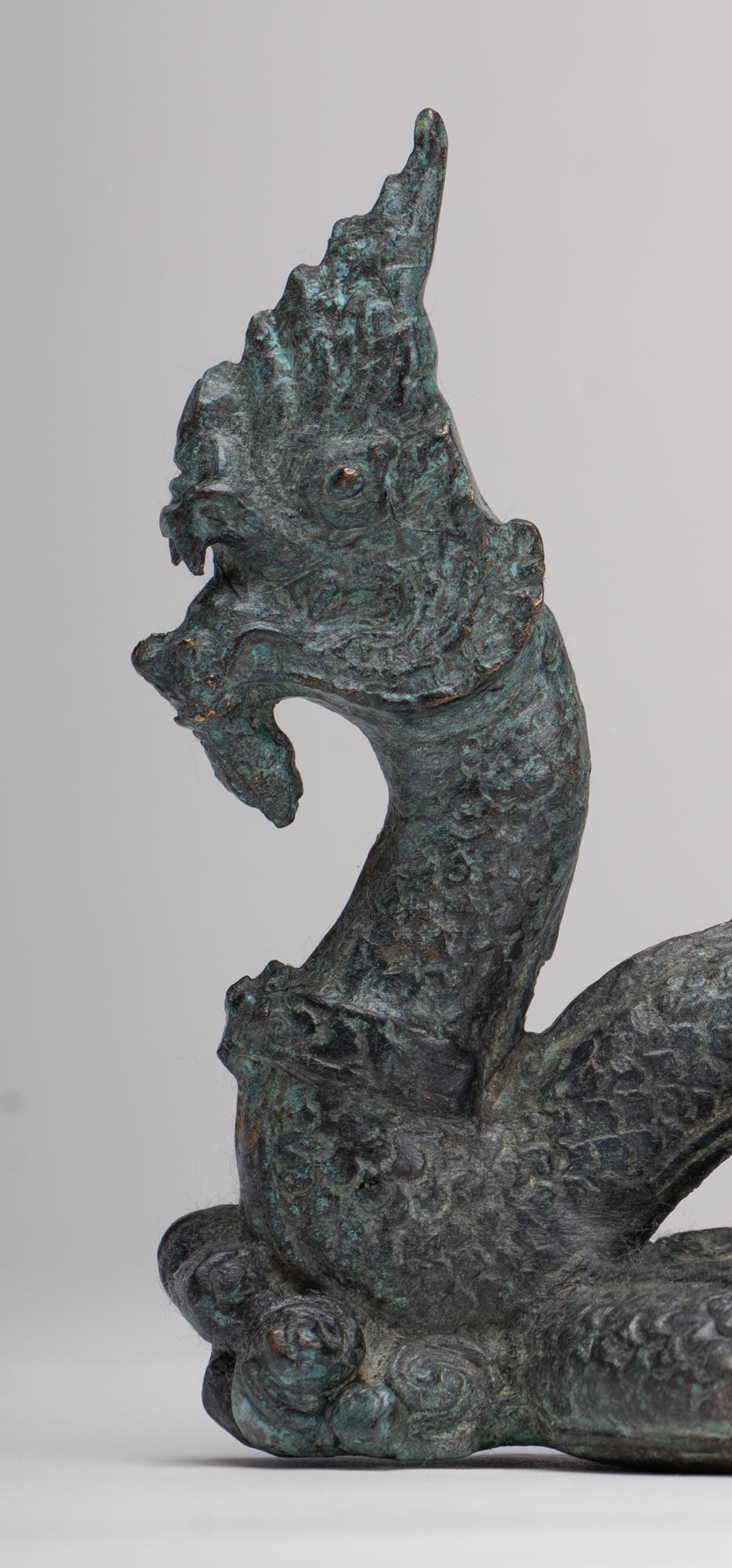 Naga Statue - Antique Thai Style Bronze Protective Naga, Snake or Serpent Statue - 11.5cm/5"