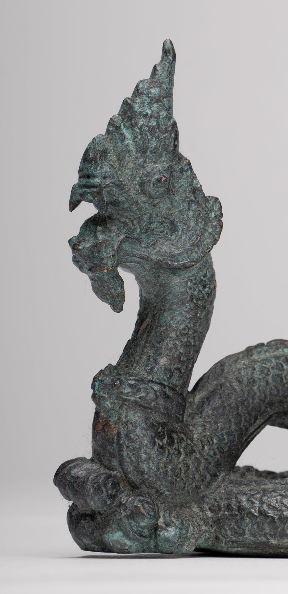 Naga Statue - Antique Thai Style Bronze Protective Naga, Snake or Serpent Statue - 11.5cm/5"