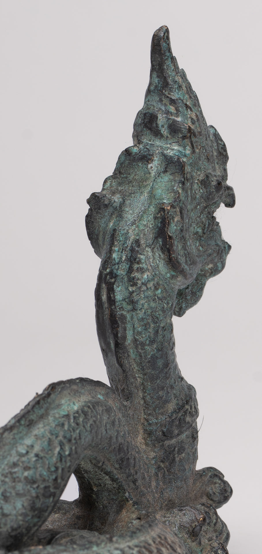Antique Thai Style Bronze Protective Naga, Snake or Serpent Statue - 11.5cm/5"