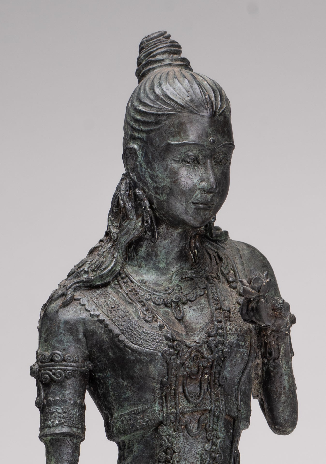 Masterpiece - Antique Java Style Majapahit Standing White Devi Tara Statue - 48cm/19"
