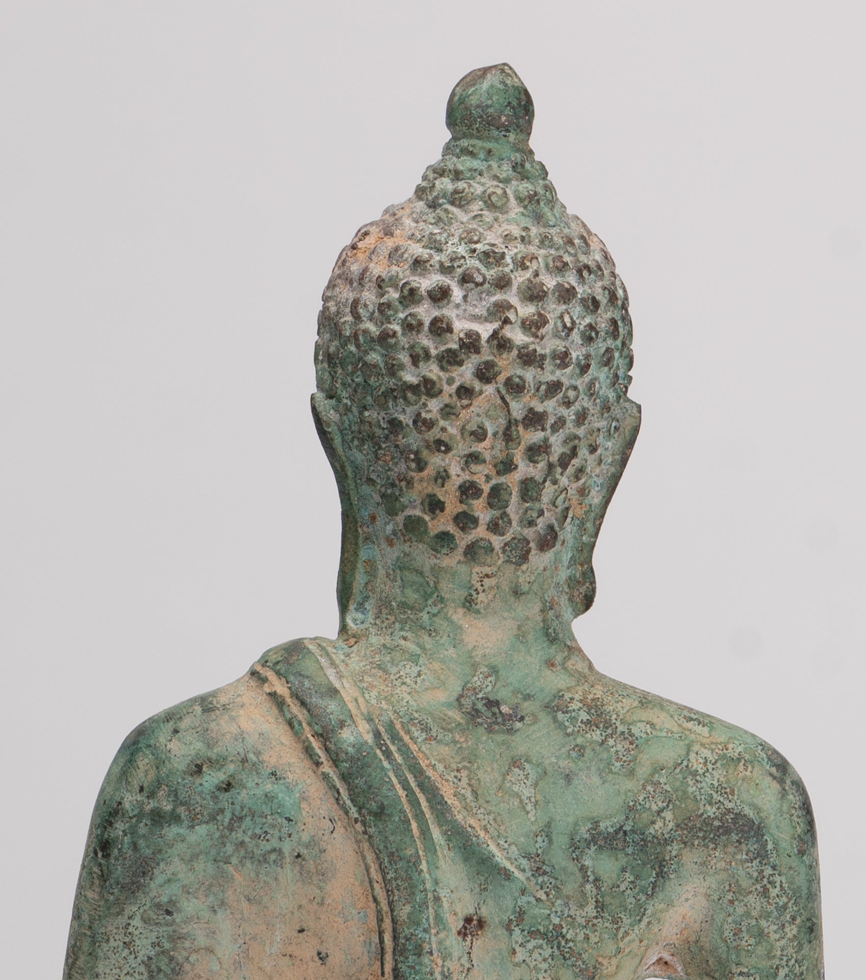 Buddha Statue - Antique Thai Style Bronze Chiang Saen Enlightenment Buddha Statue - 15.5cm/6"