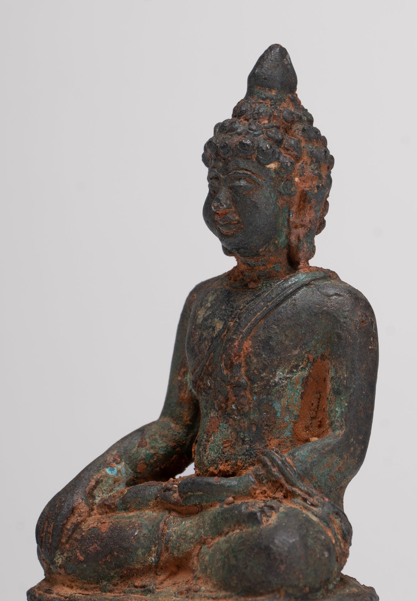 Buddha Statue - Antique Thai Style Bronze Chiang Saen Enlightenment Buddha Statue - 11.5cm/5"