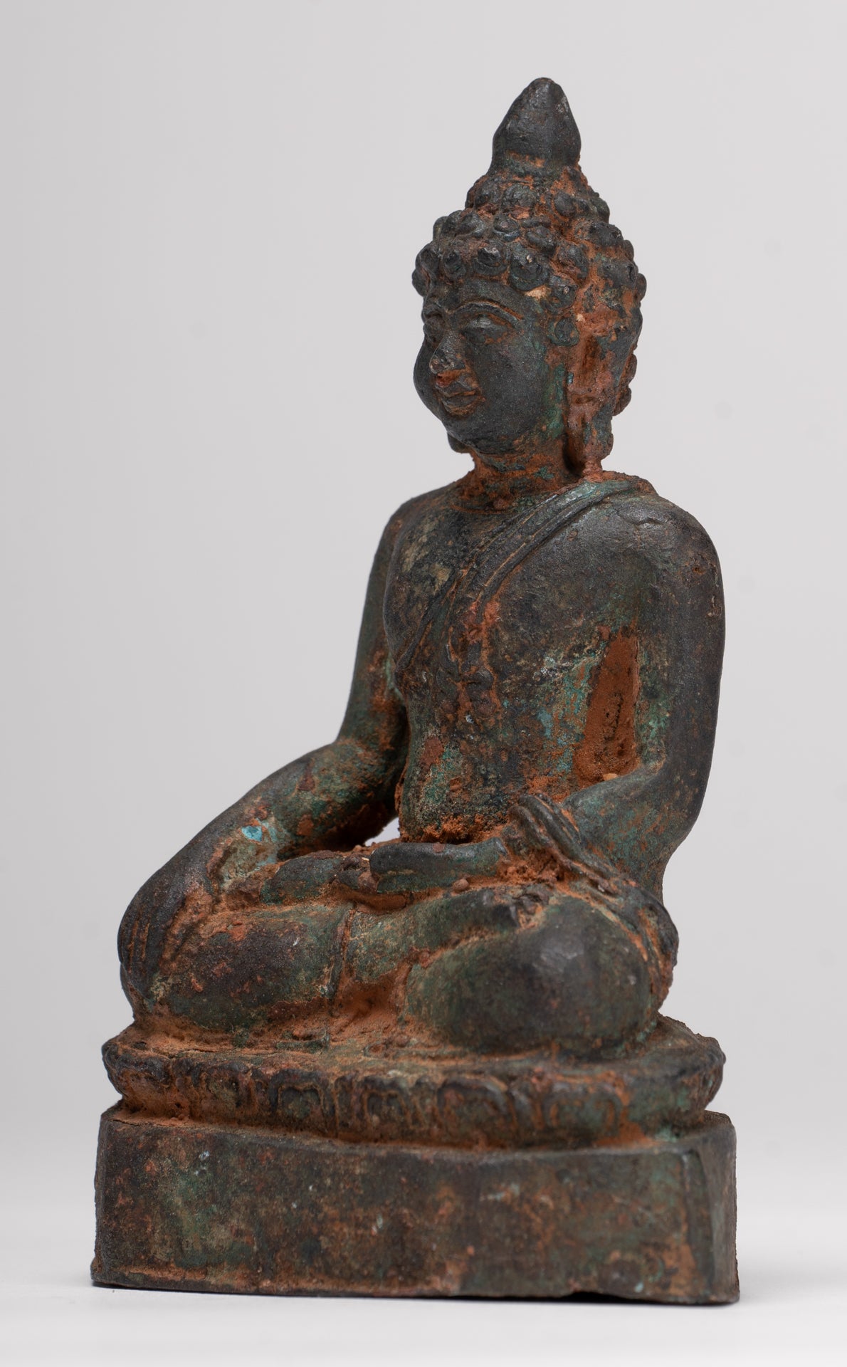 Buddha Statue - Antique Thai Style Bronze Chiang Saen Enlightenment Buddha Statue - 11.5cm/5"
