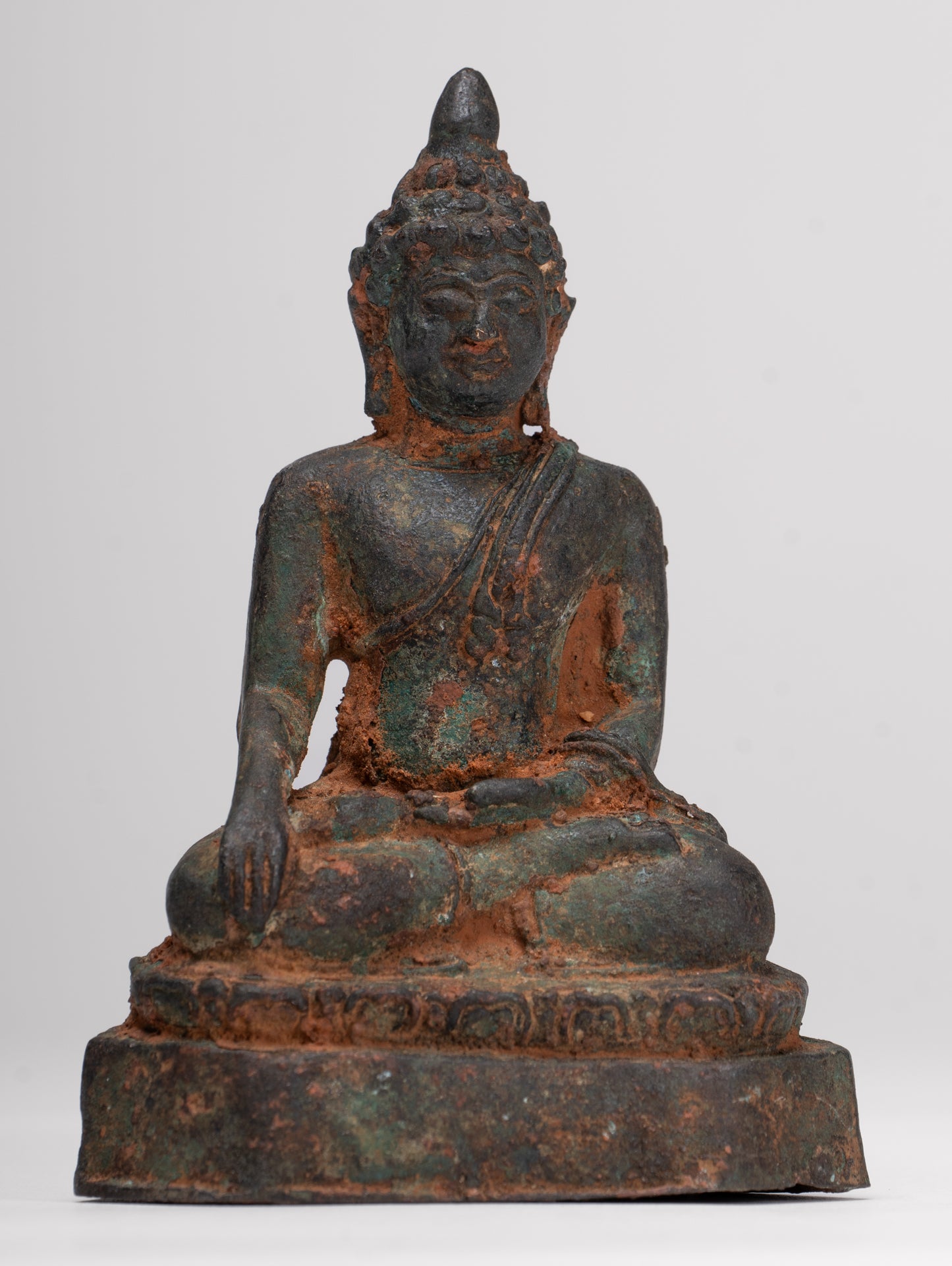 Buddha Statue - Antique Thai Style Bronze Chiang Saen Enlightenment Buddha Statue - 11.5cm/5"