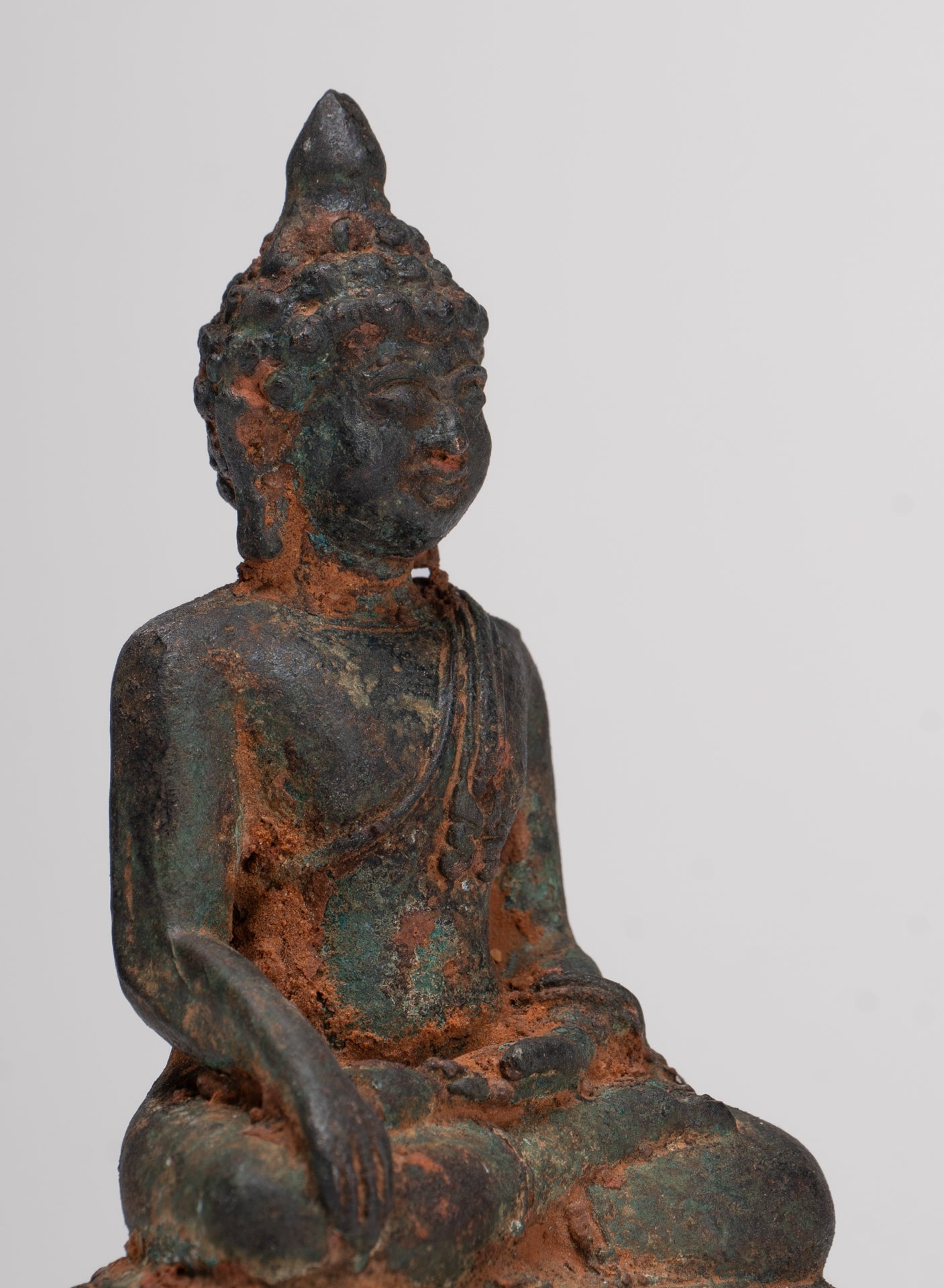 Buddha Statue - Antique Thai Style Bronze Chiang Saen Enlightenment Buddha Statue - 11.5cm/5"