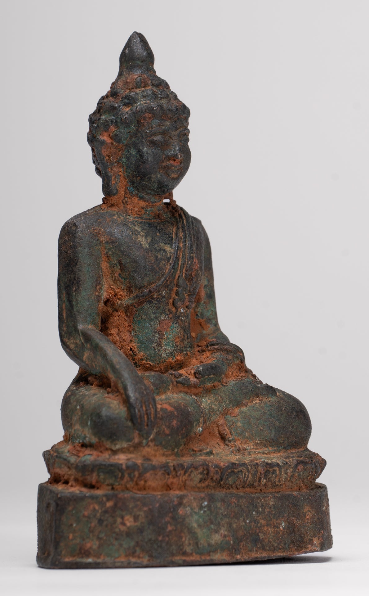 Buddha Statue - Antique Thai Style Bronze Chiang Saen Enlightenment Buddha Statue - 11.5cm/5"