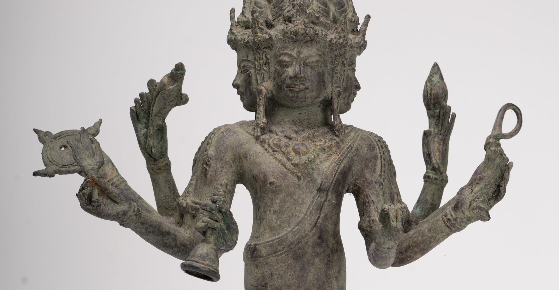 Brahma Statue - Antique Indonesian Style Bronze Brahma - Hindu God Creation - 36cm/14"
