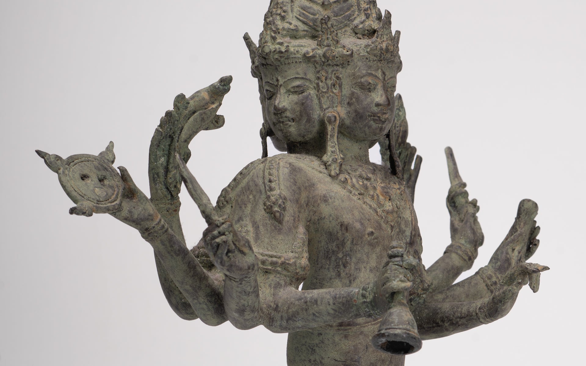 Brahma Statue - Antique Indonesian Style Bronze Brahma - Hindu God Creation - 36cm/14"
