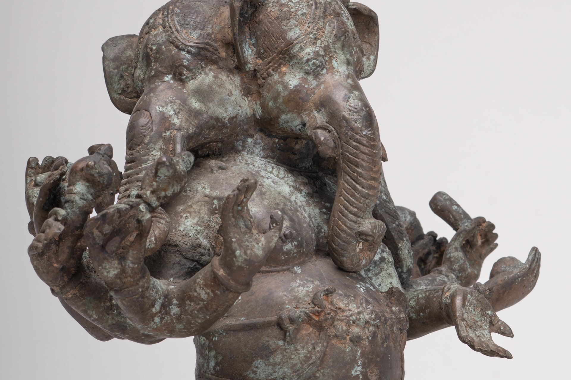 Ganesh - Antique Indonesian Style Bronze Heramba Ganesha Statue - 34cm/14"