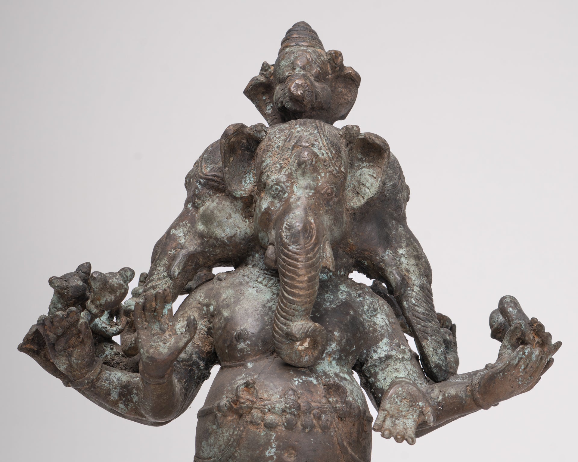 Ganesh - Antique Indonesian Style Bronze Heramba Ganesha Statue - 34cm/14"