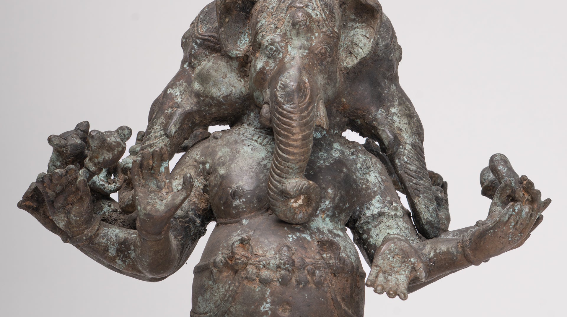 Ganesh - Antique Indonesian Style Bronze Heramba Ganesha Statue - 34cm/14"