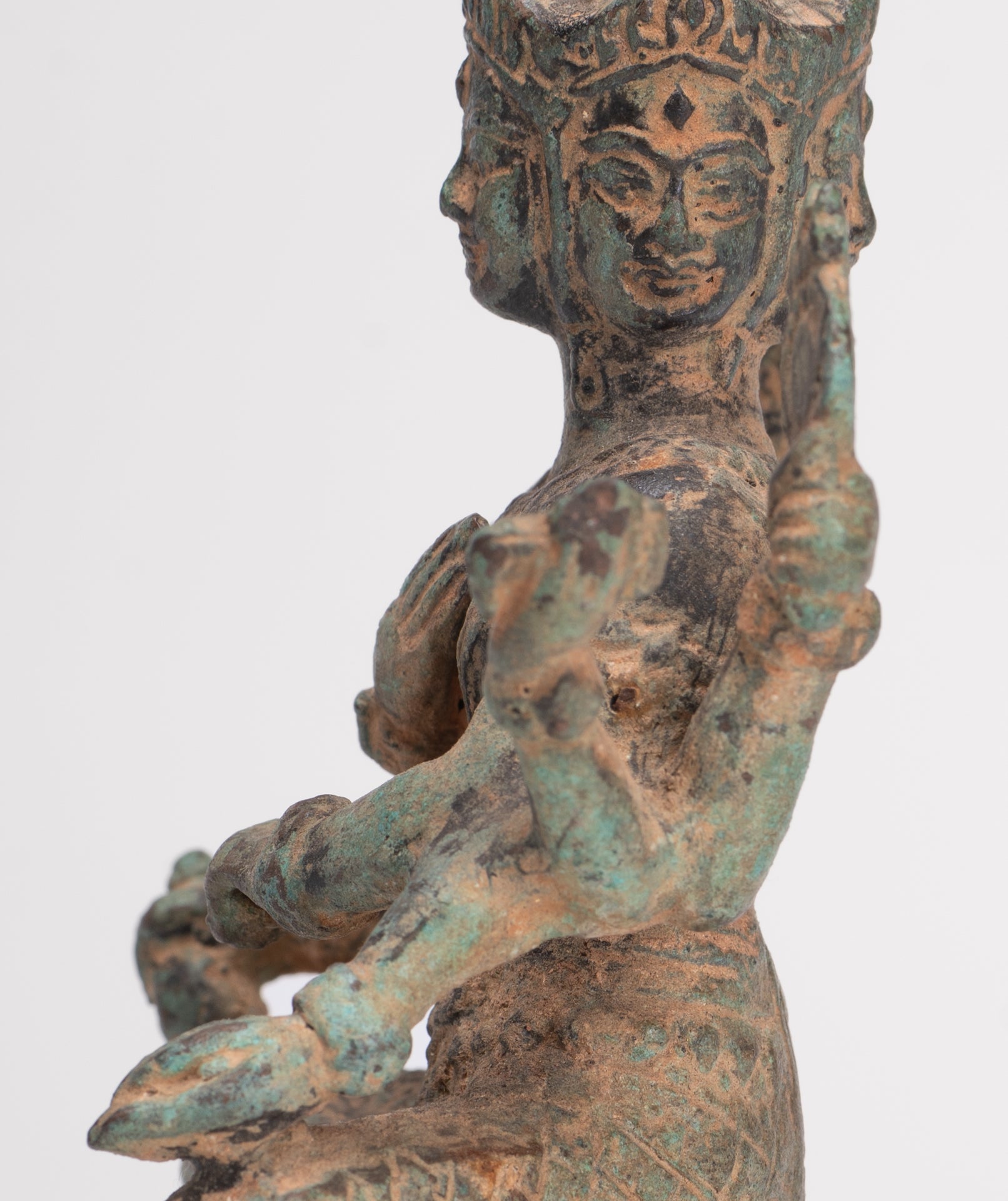 Brahma Statue - Antique Khmer Style Bronze Brahma - Hindu God Creation - 15cm/6"