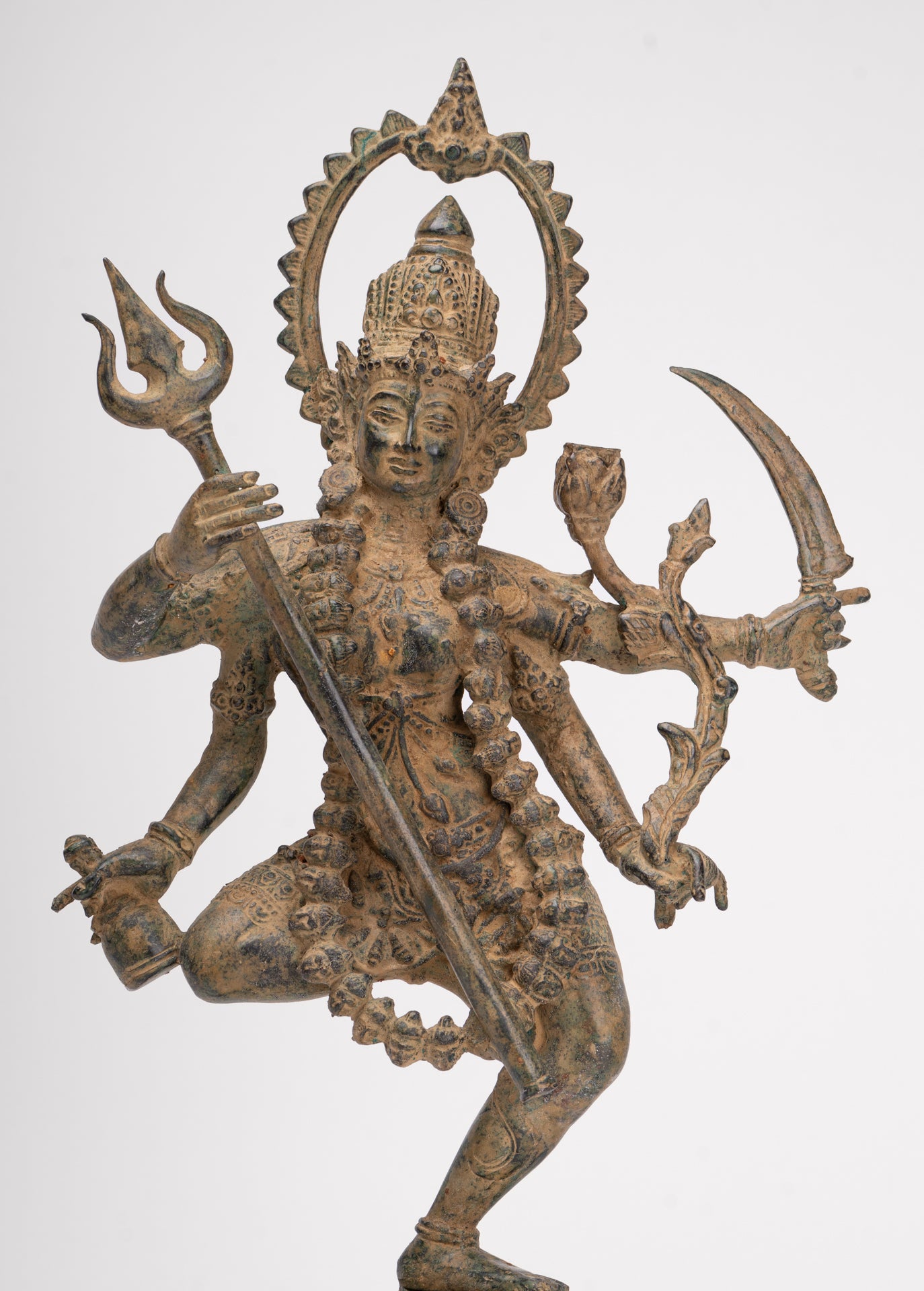 Kali Statue - Antique Java Style Majapahit Standing Bronze Kali or Mahakali Statue - 44cm/18"