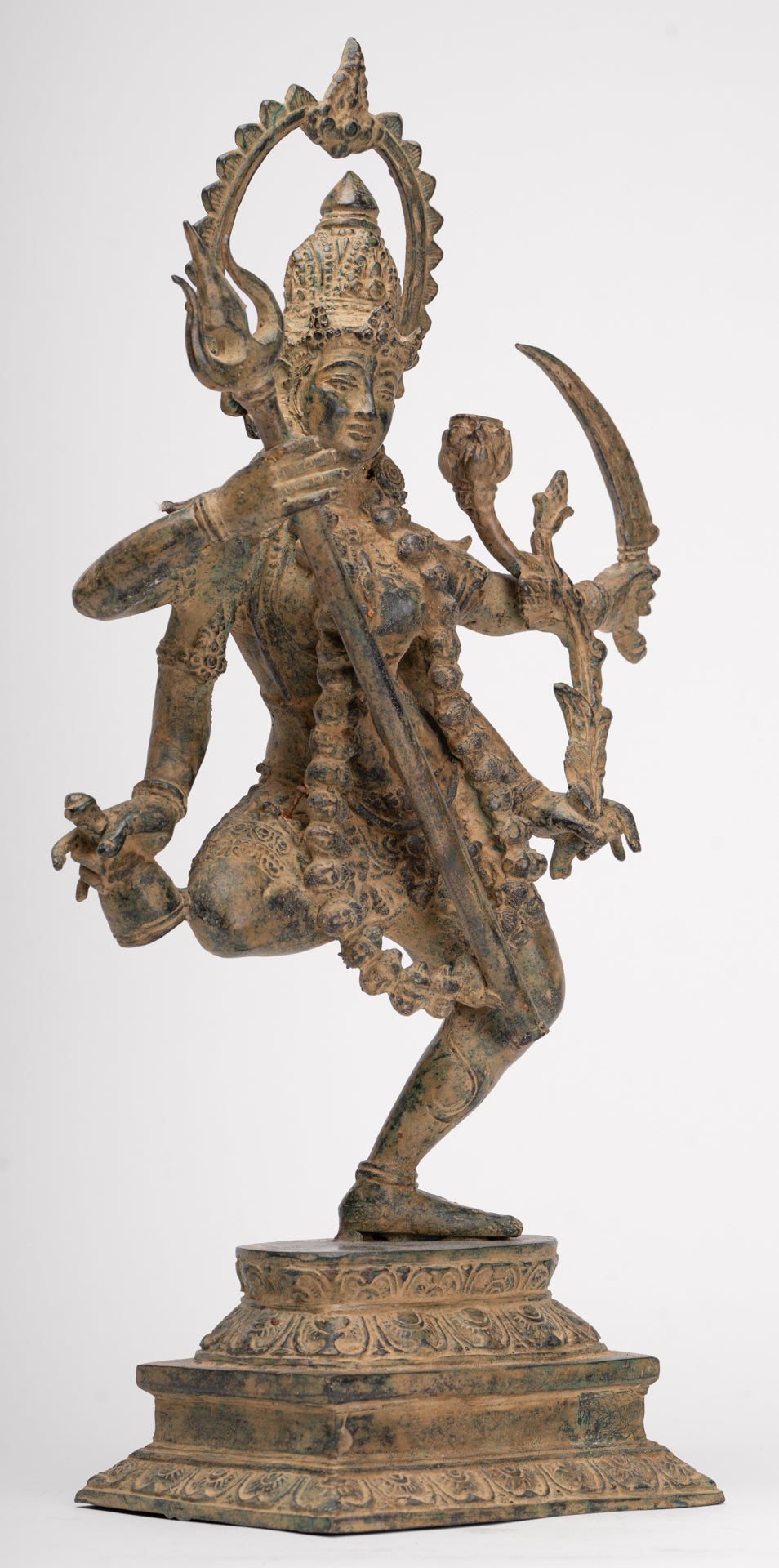 Kali Statue - Antique Java Style Majapahit Standing Bronze Kali or Mahakali Statue - 44cm/18"