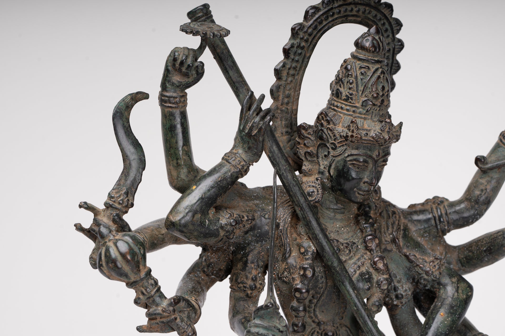 Antique Javanese Style Majapahit Simhavahini Durga Statue - 45cm/18"