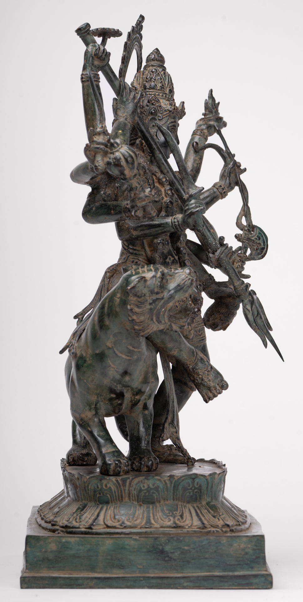 Antique Javanese Style Majapahit Simhavahini Durga Statue - 45cm/18"