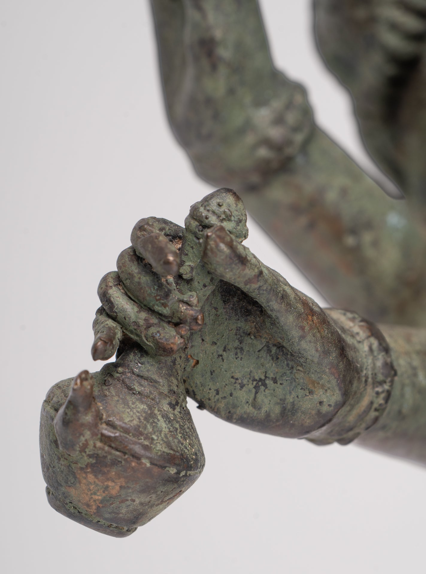 Shiva Statue - Antique Indonesian Style Bronze Javanese 6-Arm Shiva Statue - 34cm/14"