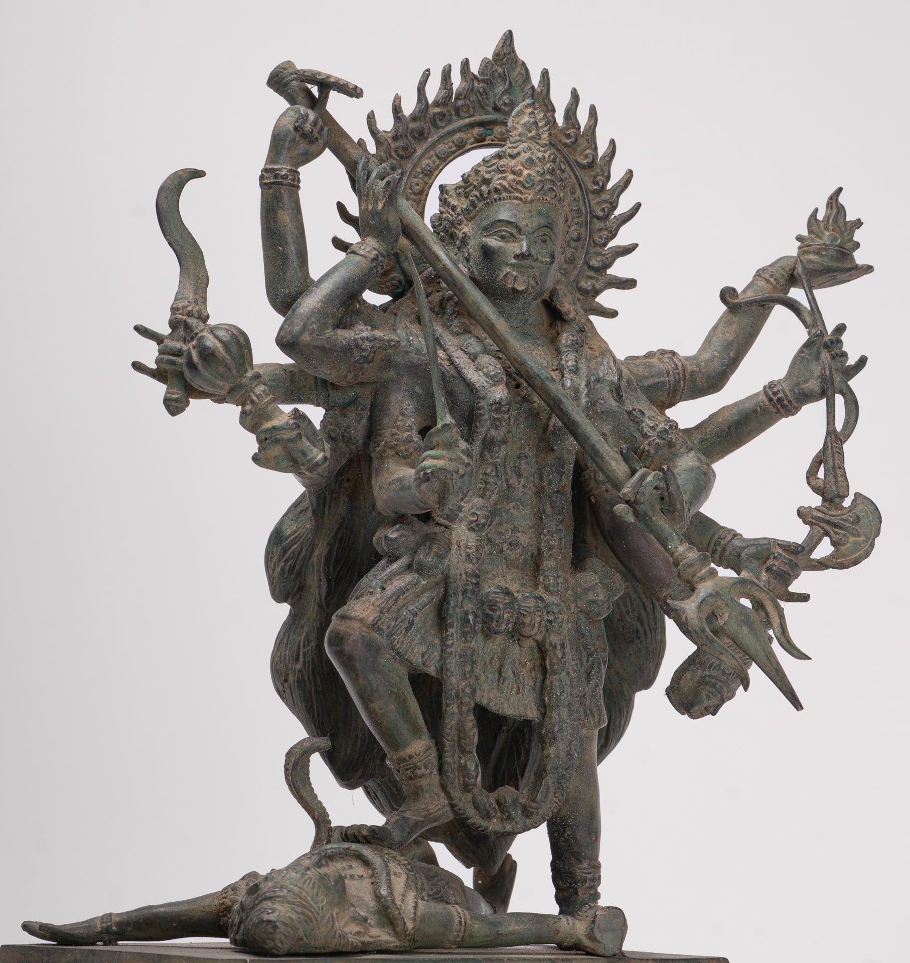 Kali Statue - Antique Java Style Majapahit Standing Bronze Kali or Mahakali Statue - 43cm/17"