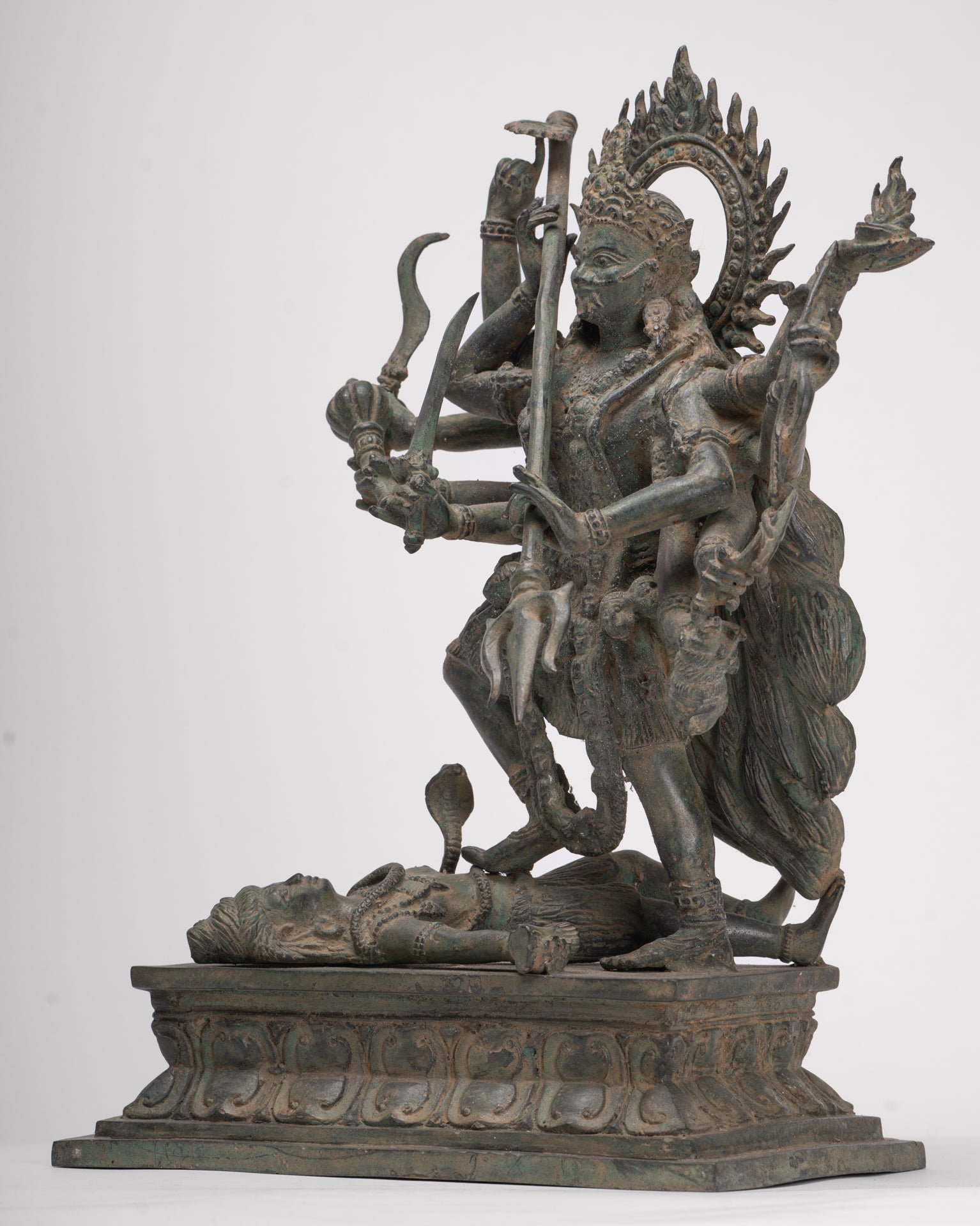Kali Statue - Antique Java Style Majapahit Standing Bronze Kali or Mahakali Statue - 43cm/17"