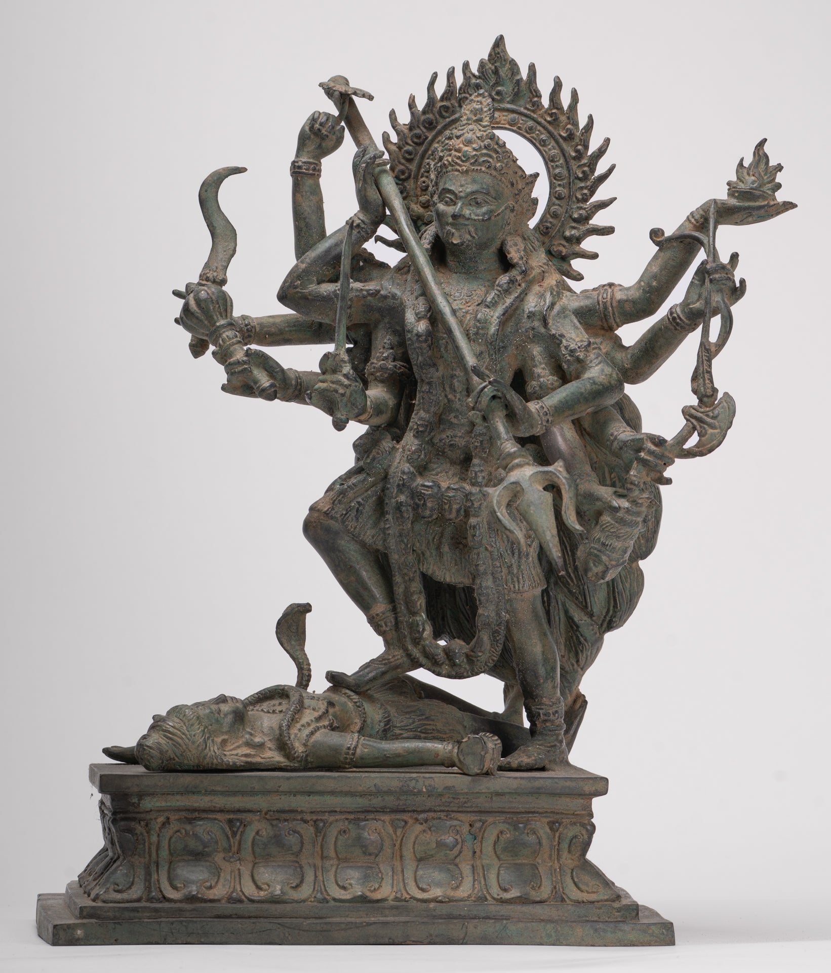 Kali Statue - Antique Java Style Majapahit Standing Bronze Kali or Mahakali Statue - 43cm/17"