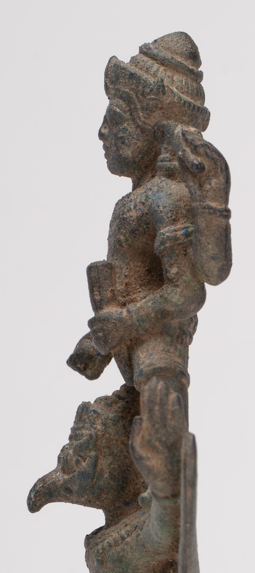 Masterpiece - Antique Khmer Style Bronze Khmer Angkor Wat Vishnu Statue Riding Garuda - 19.5cm/8"