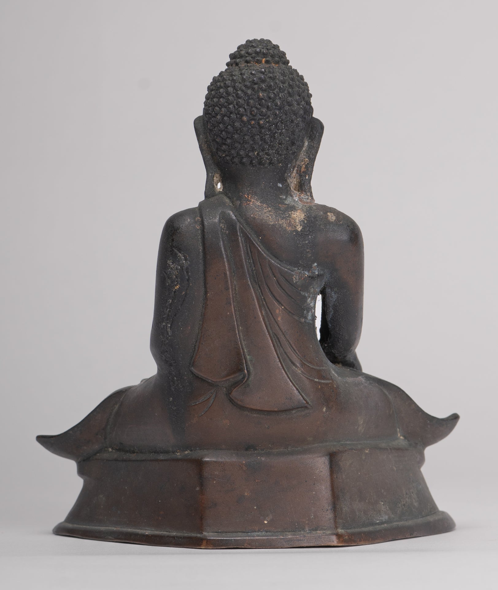 Antique Burmese Style Bronze Mandalay Enlightenment Buddha Statue - 13.5cm/5"