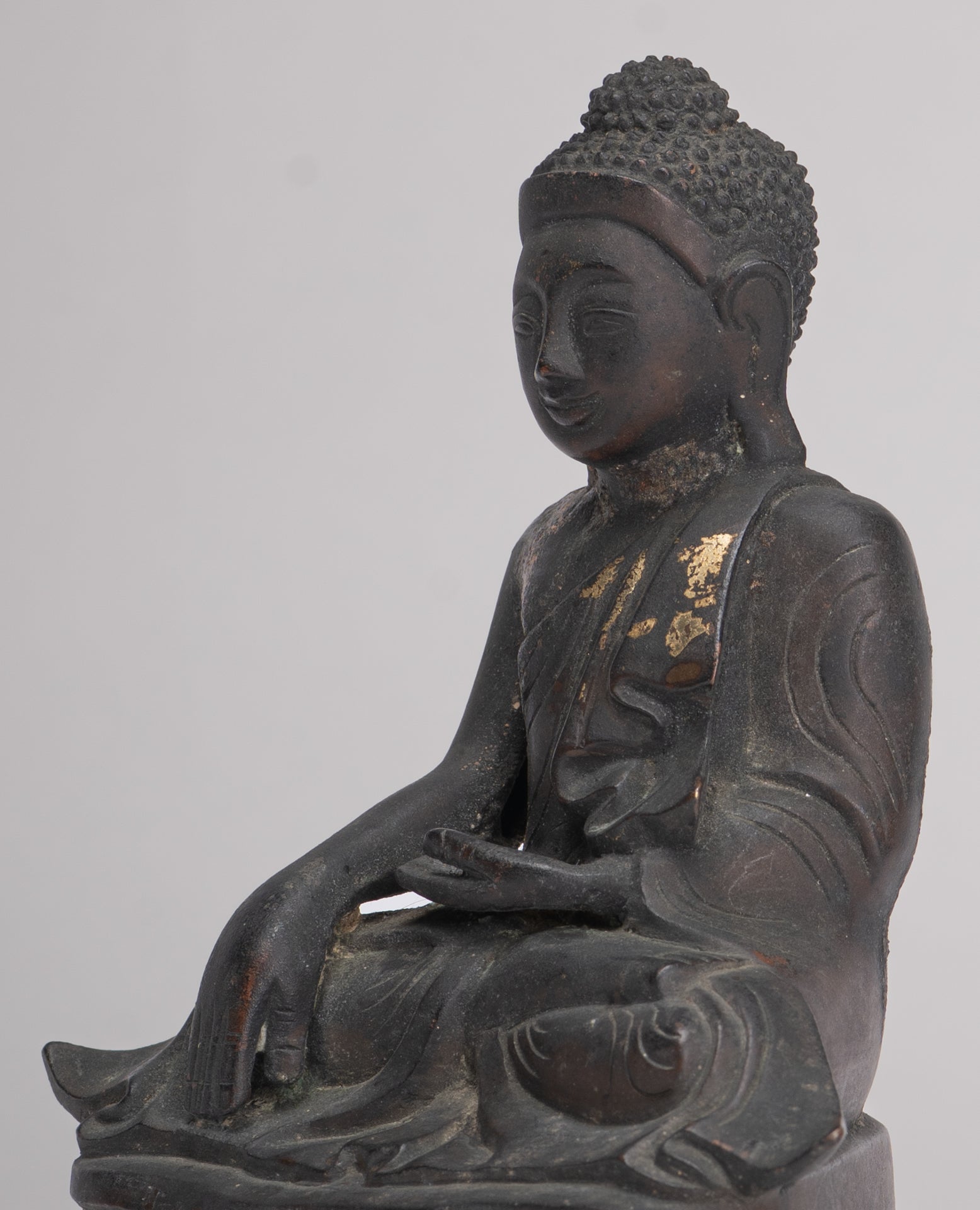 Antique Burmese Style Bronze Mandalay Enlightenment Buddha Statue - 13.5cm/5"