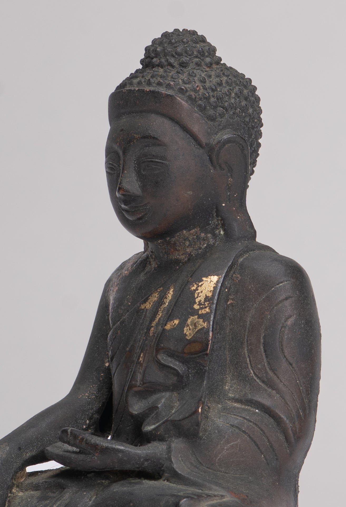 Antique Burmese Style Bronze Mandalay Enlightenment Buddha Statue - 13.5cm/5"