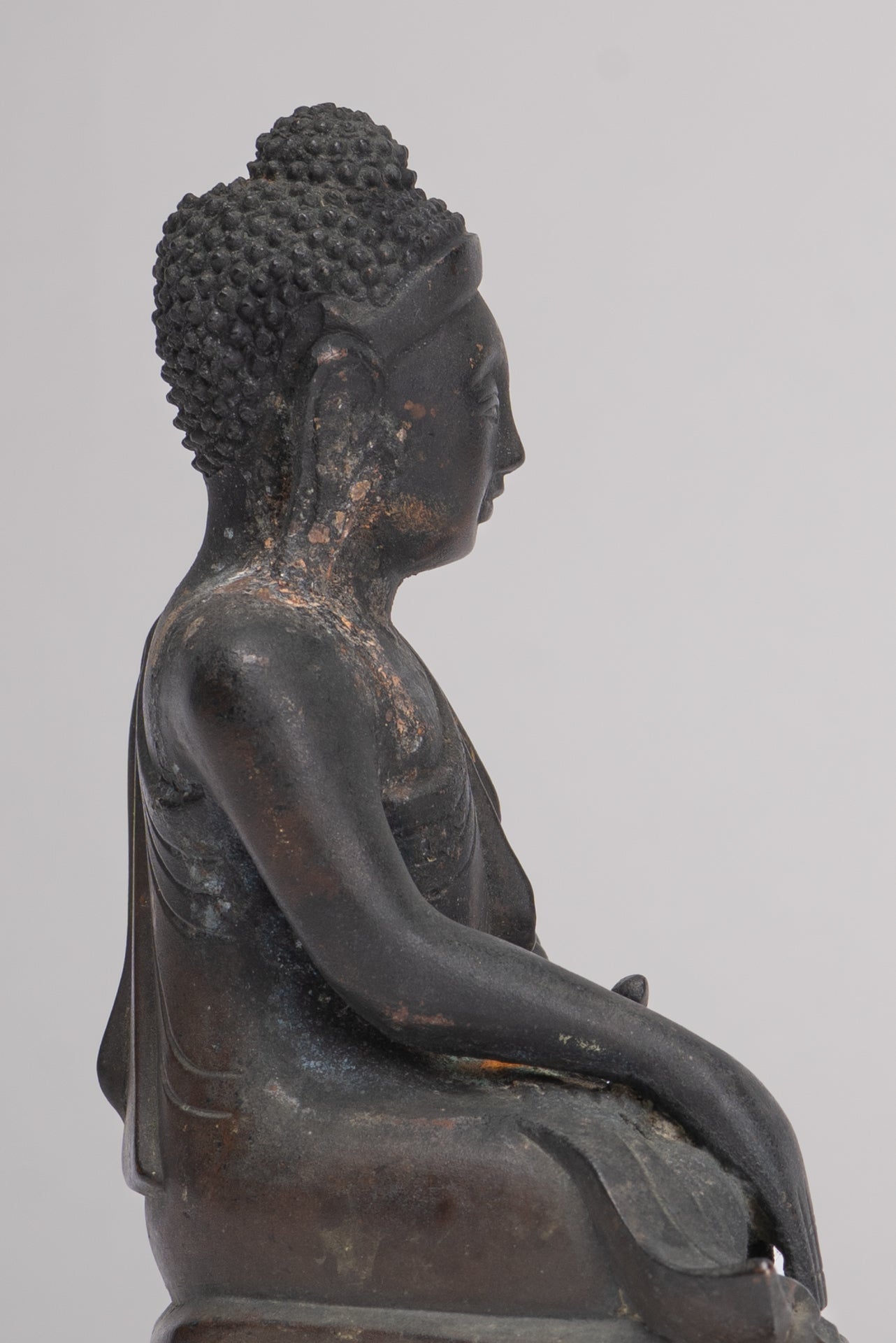 Antique Burmese Style Bronze Mandalay Enlightenment Buddha Statue - 13.5cm/5"