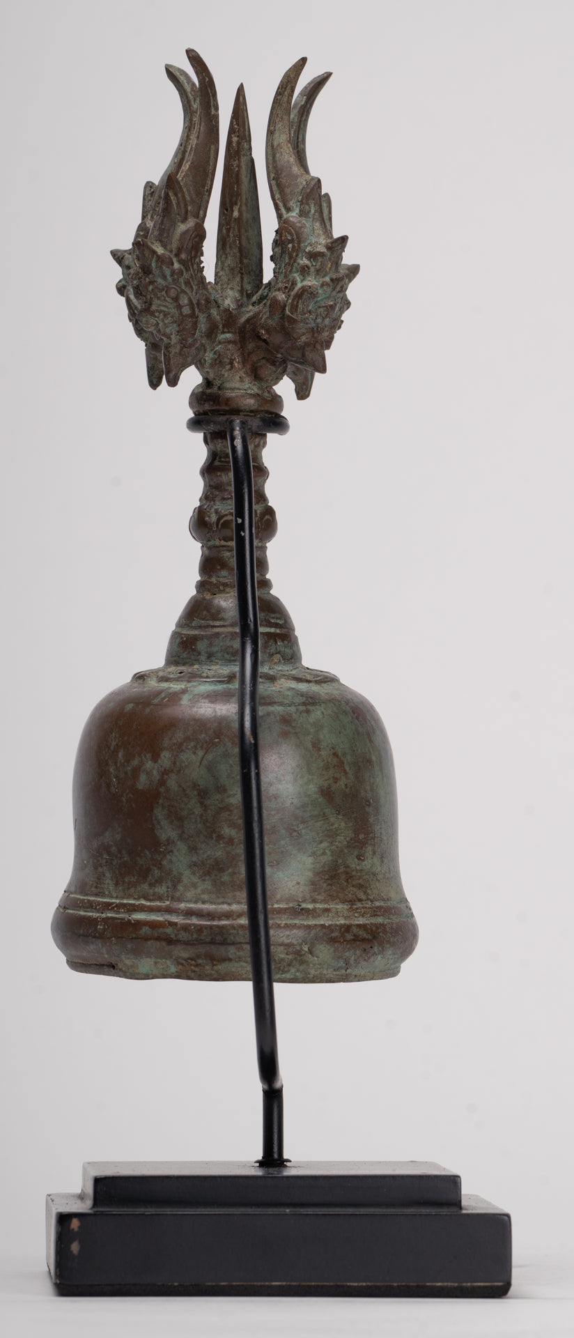 Antique Balinese Style Bronze Mounted Trident Ritual Genta Bell - 31cm/12"