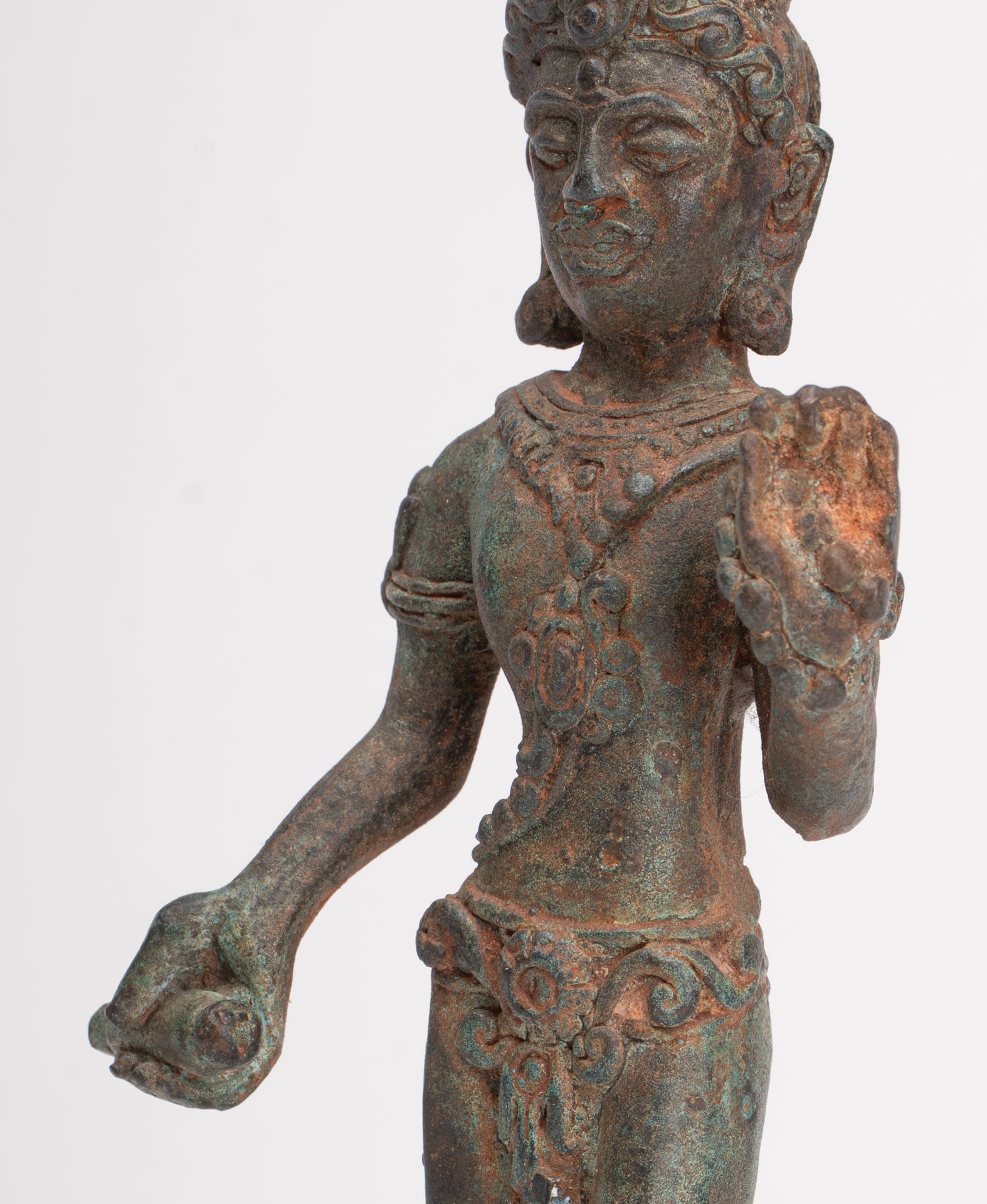Antique Khmer Style Bronze Pre-Angkor Standing Shiva - 23cm/9"