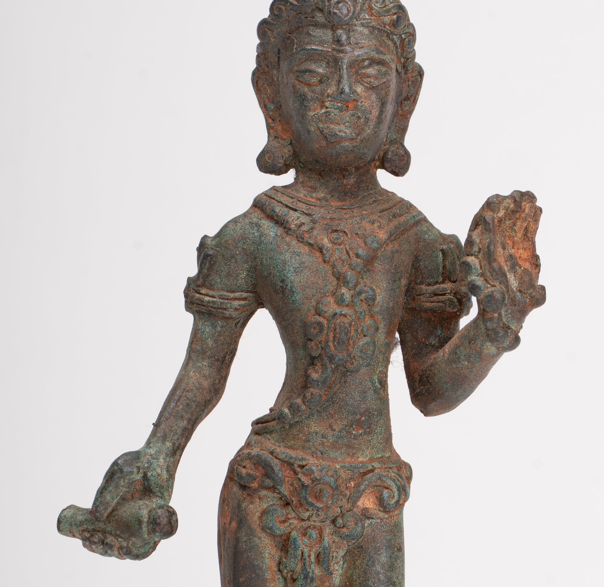 Antique Khmer Style Bronze Pre-Angkor Standing Shiva - 23cm/9"