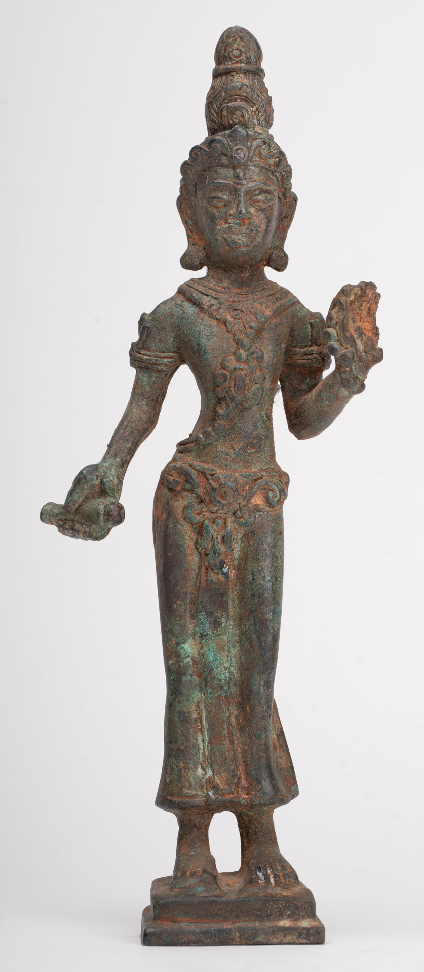 Antique Khmer Style Bronze Pre-Angkor Standing Shiva - 23cm/9"