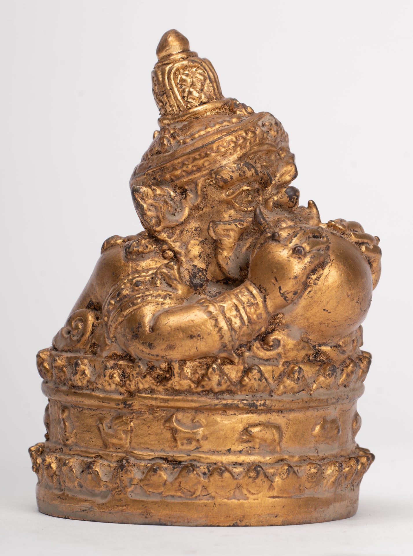 Antique Thai Style God of Eclipses and Protection Phra Rahu Statue - 11cm/4"