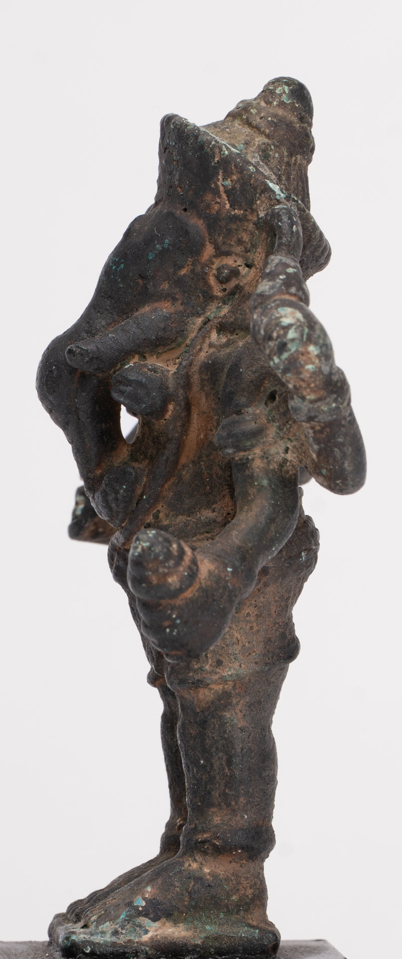Antique Khmer Style Bronze Mounted Ganesha Statue - 11cm/4"