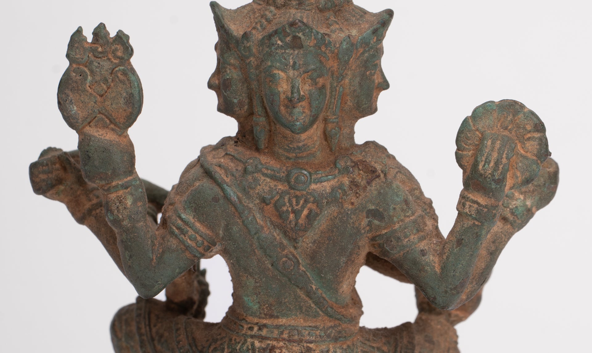 Brahma Statue - Antique Thai Style Bronze Brahma - Hindu God Creation - 12cm/5"