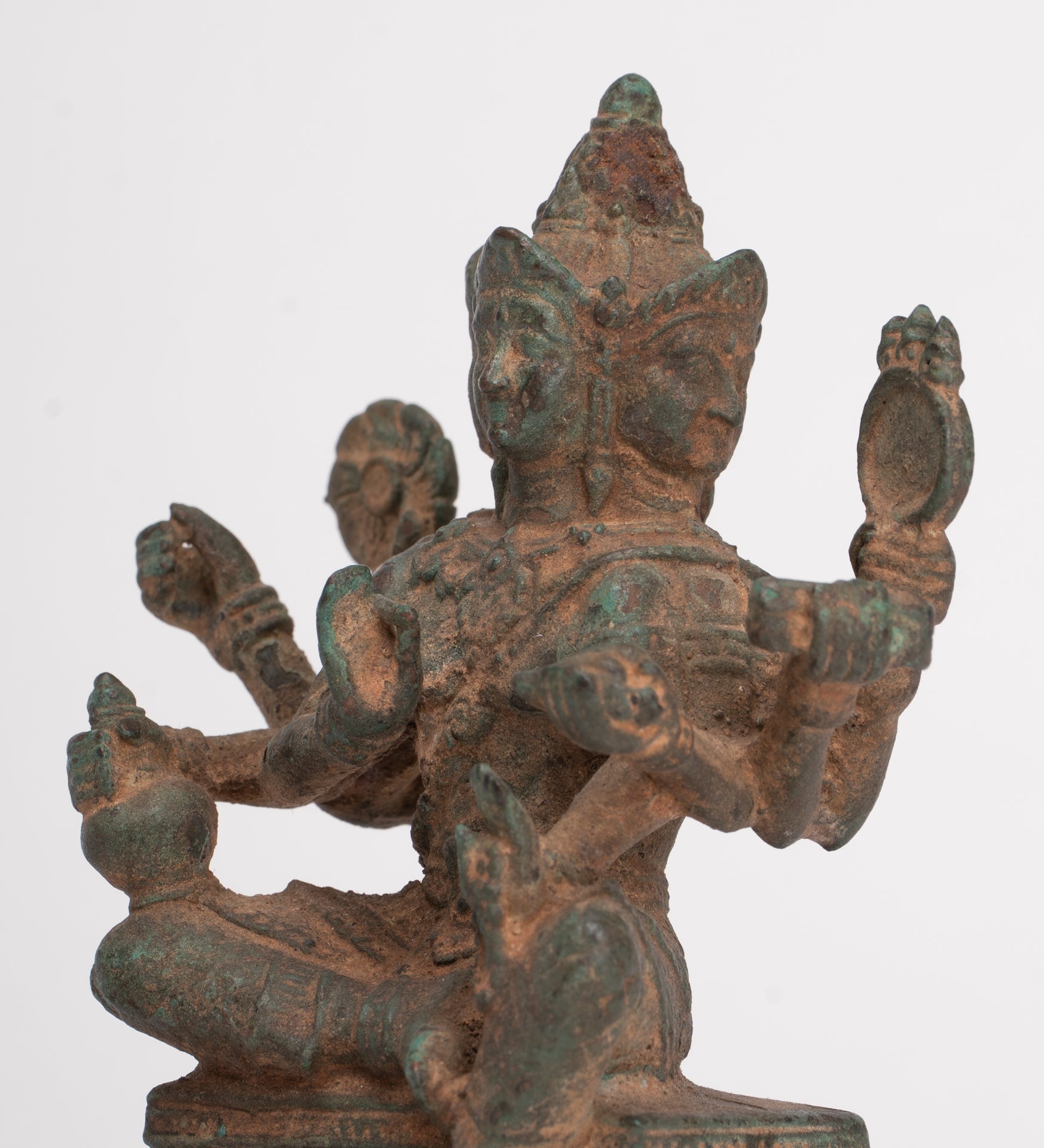 Brahma Statue - Antique Thai Style Bronze Brahma - Hindu God Creation - 12cm/5"