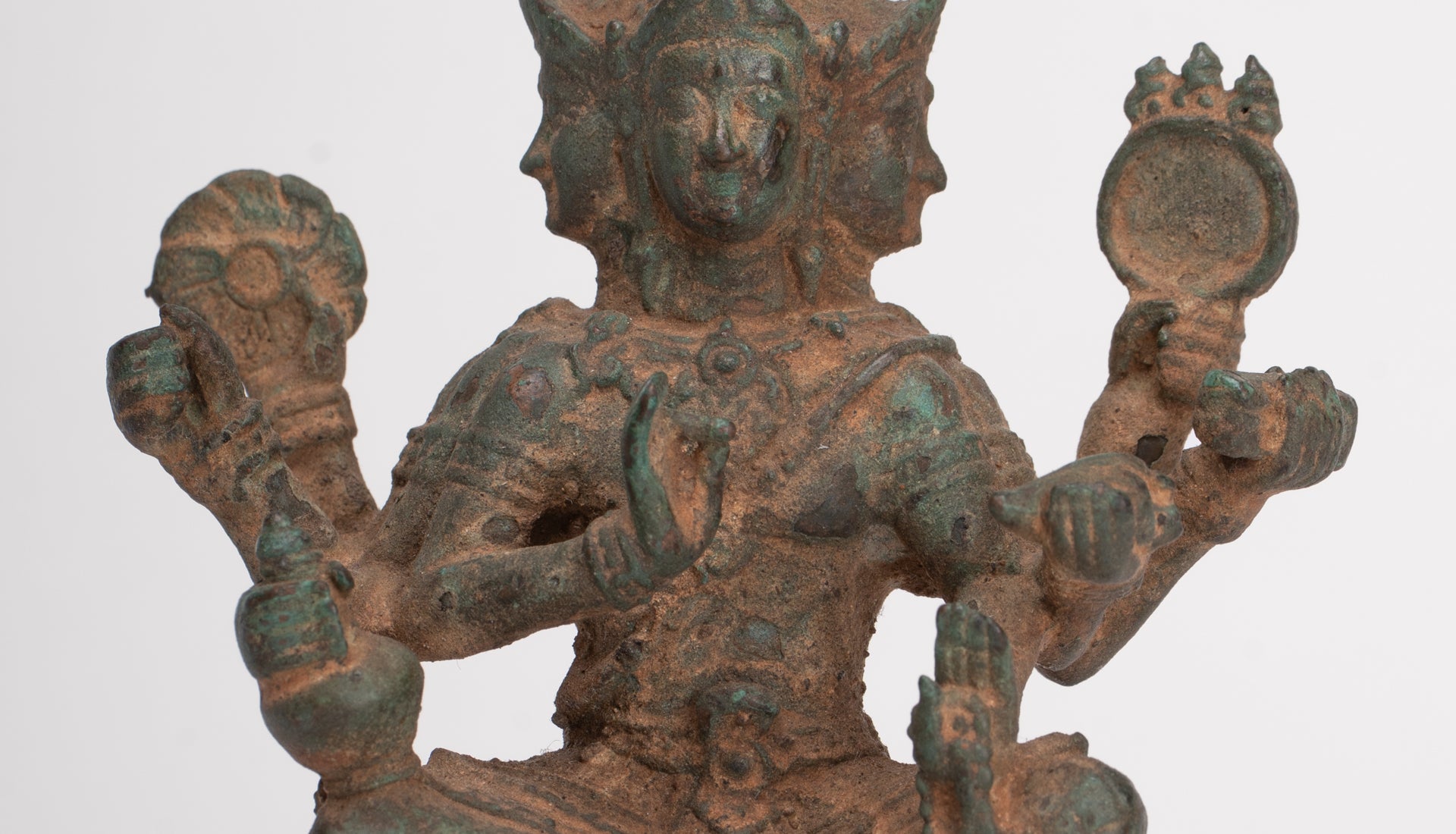 Brahma Statue - Antique Thai Style Bronze Brahma - Hindu God Creation - 12cm/5"