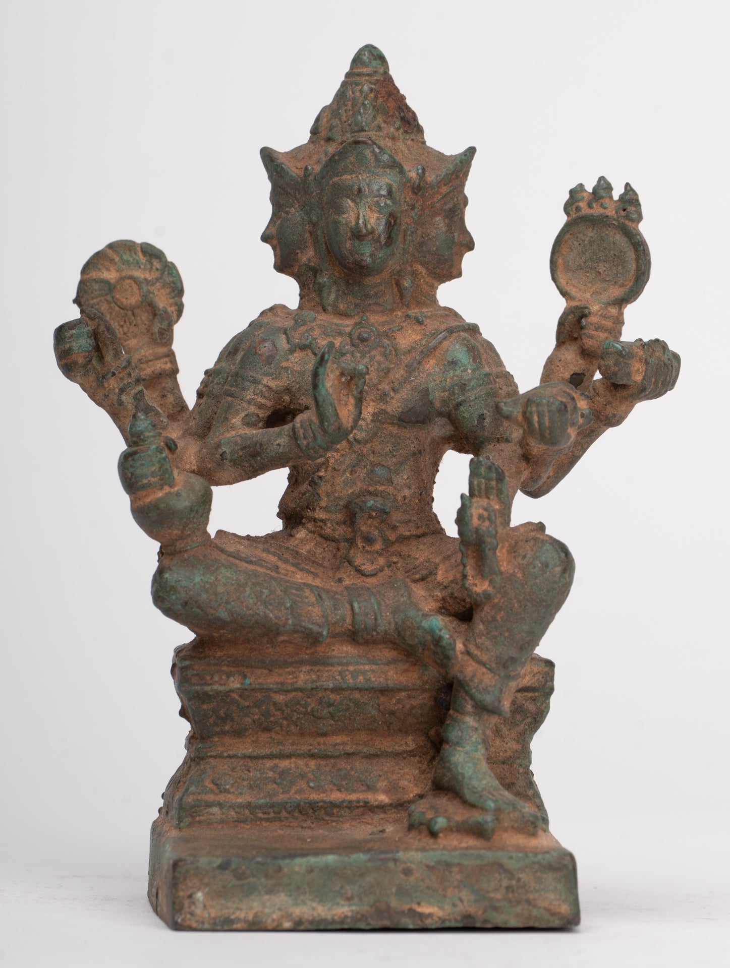 Brahma Statue - Antique Thai Style Bronze Brahma - Hindu God Creation - 12cm/5"