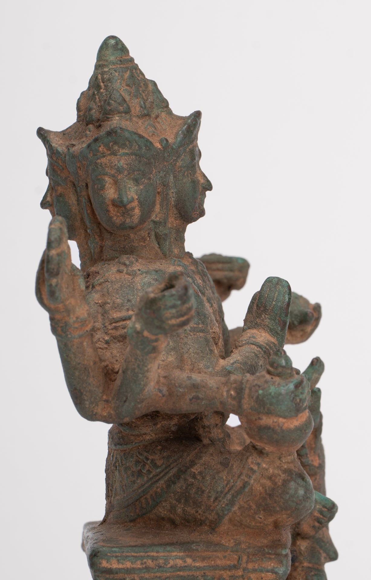 Brahma Statue - Antique Thai Style Bronze Brahma - Hindu God Creation - 12cm/5"
